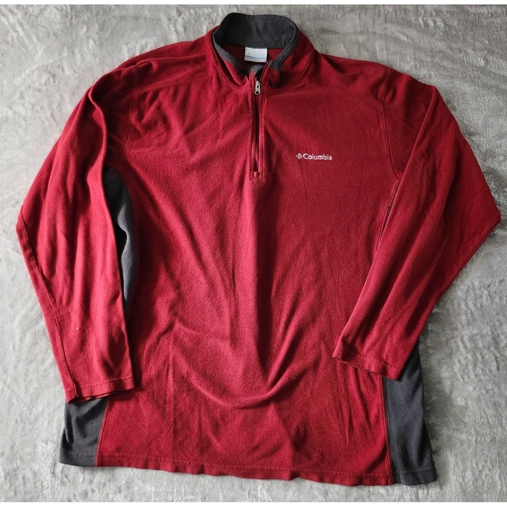Columbia Pullover Sweater Mens XL Quarter Zip Fleece Outdoors Hiking Dark Red